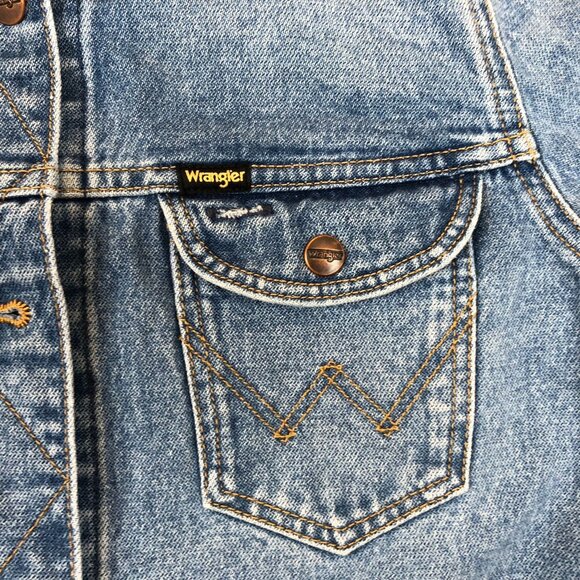 Wrangler Icons Denim Jacket Womens Medium Blue Medium Wash Y2K Casual 124WJ - Picture 10 of 16